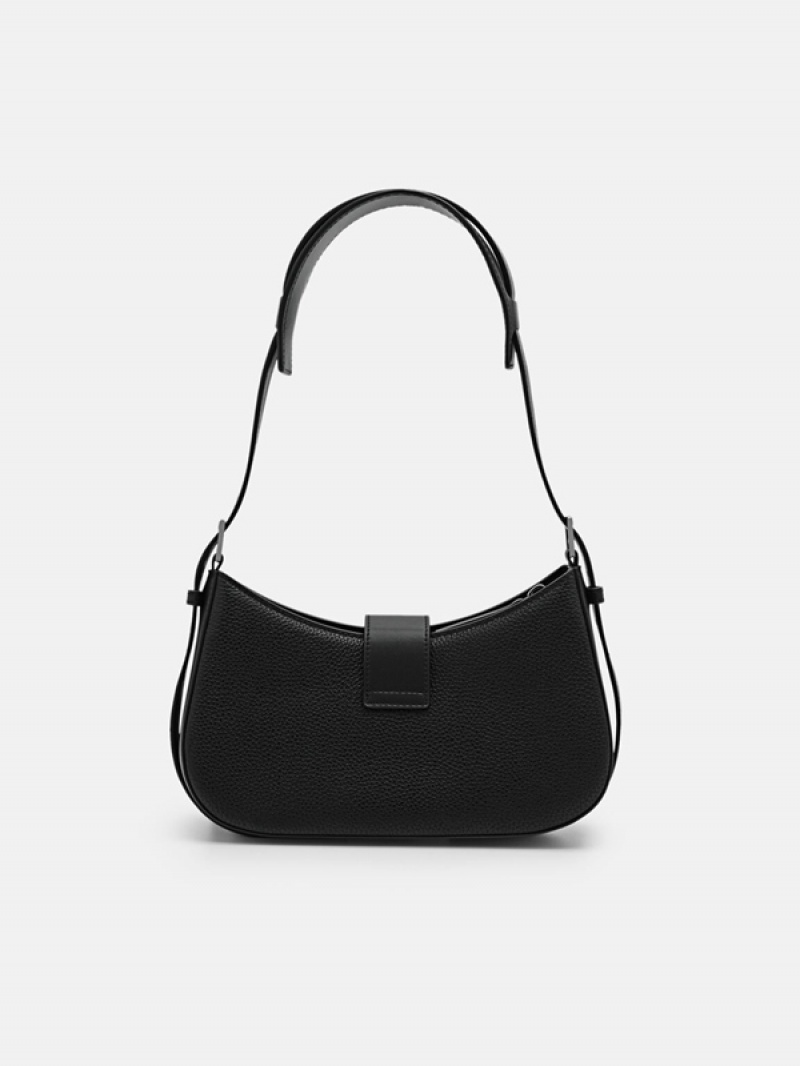 Black Women's Pedro Helix Leather Shoulder Bags | RVISWL-392