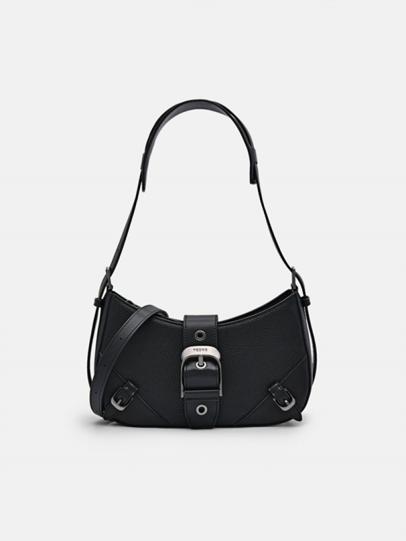 Black Women\'s Pedro Helix Leather Shoulder Bags | RVISWL-392