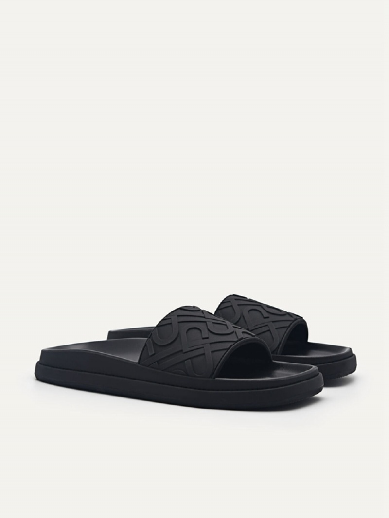 Black Women's Pedro Icon Embossed Sandals | HDRUNZ-472