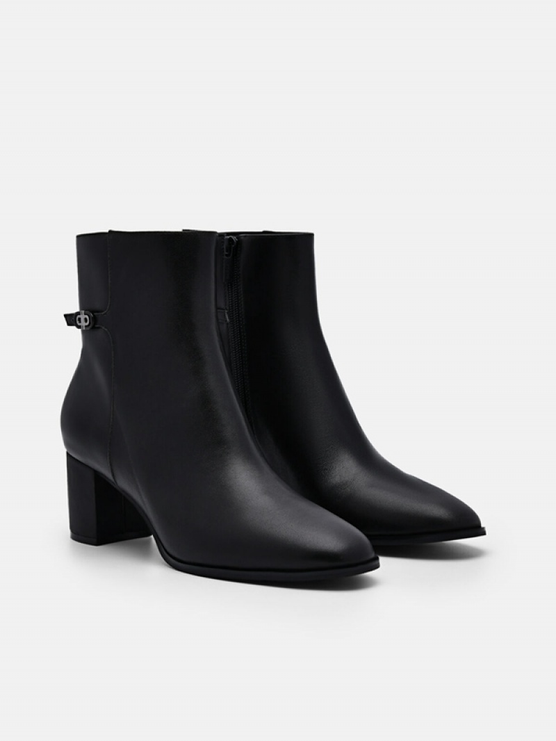 Black Women's Pedro Icon Leather Heel Boots | UTLQNM-509