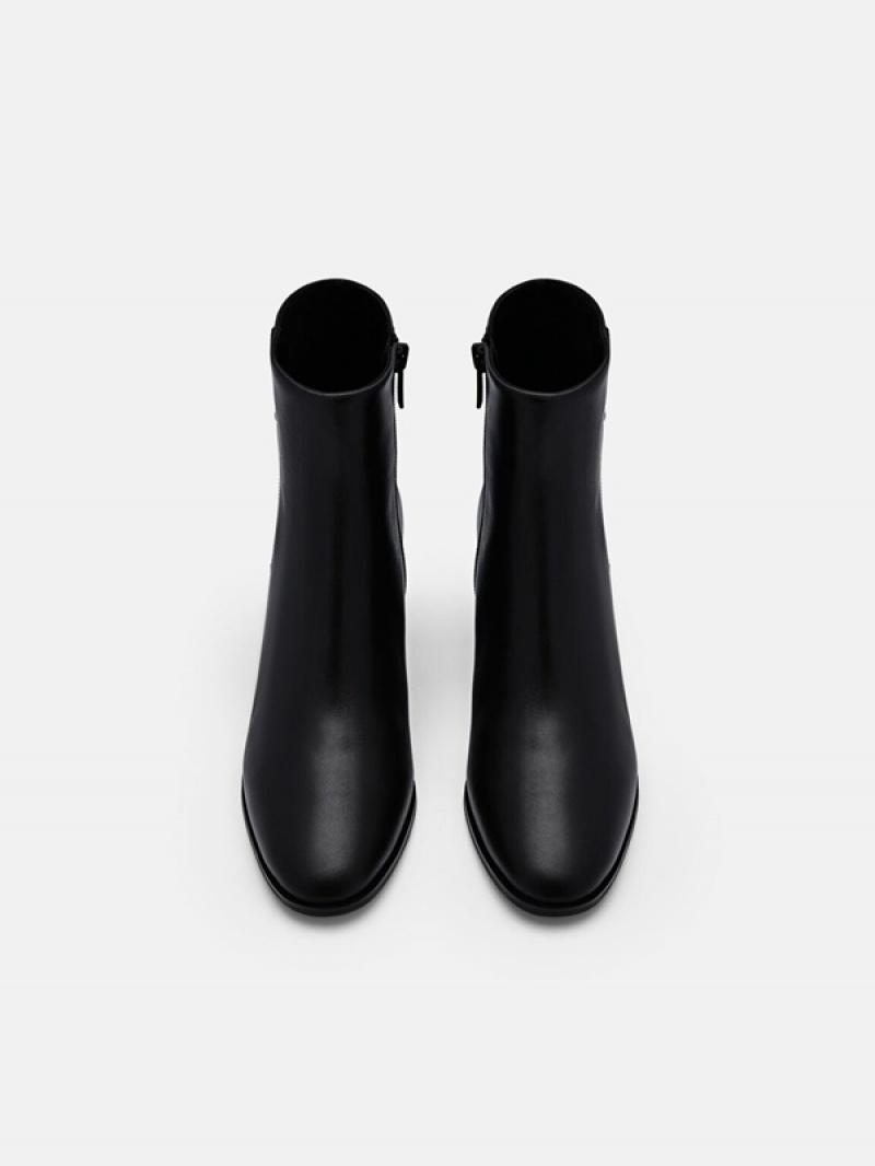 Black Women's Pedro Icon Leather Heel Boots | UTLQNM-509