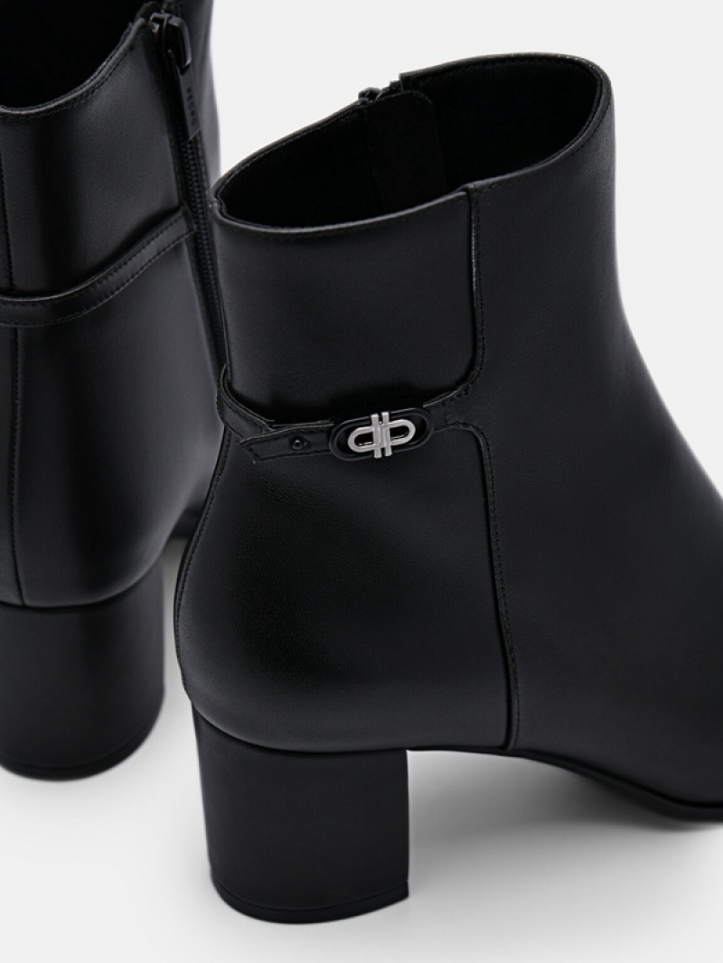 Black Women's Pedro Icon Leather Heel Boots | UTLQNM-509