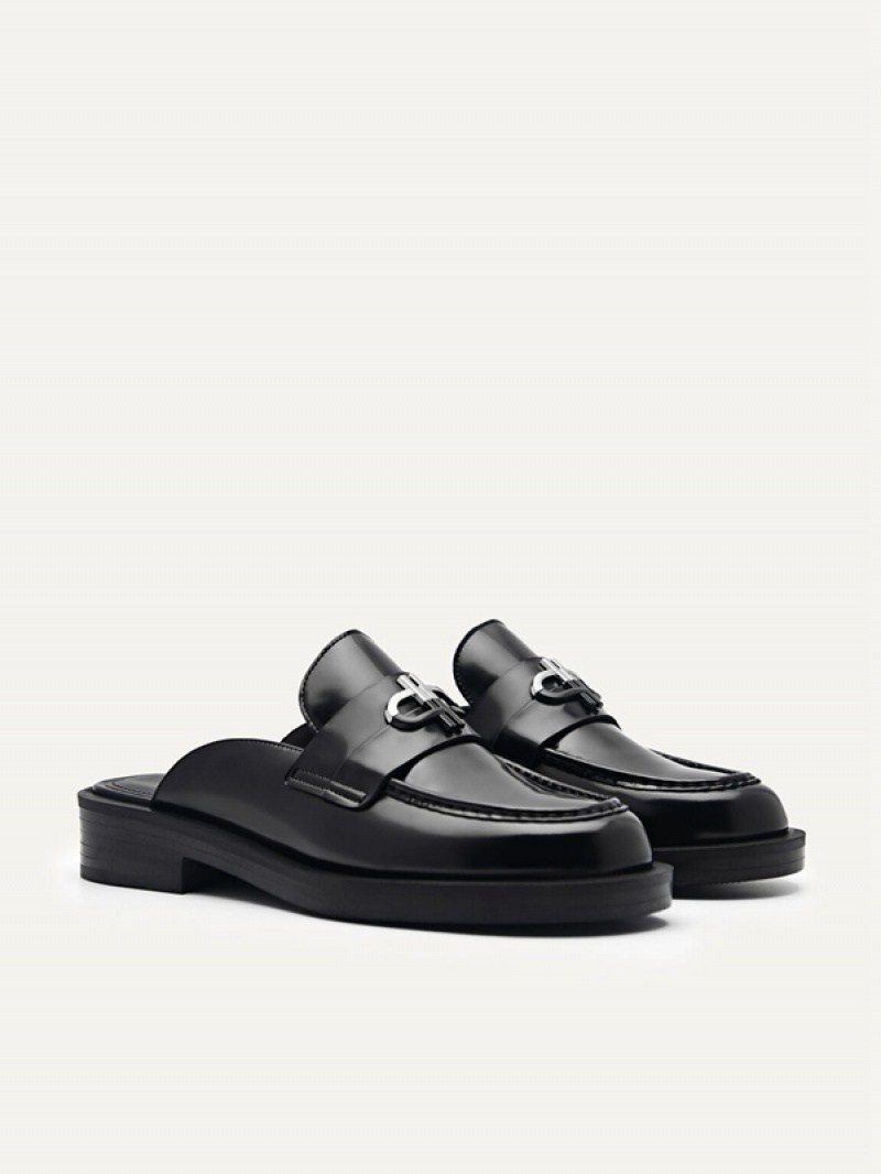 Black Women's Pedro Icon Leather Mules | PQYJNV-315