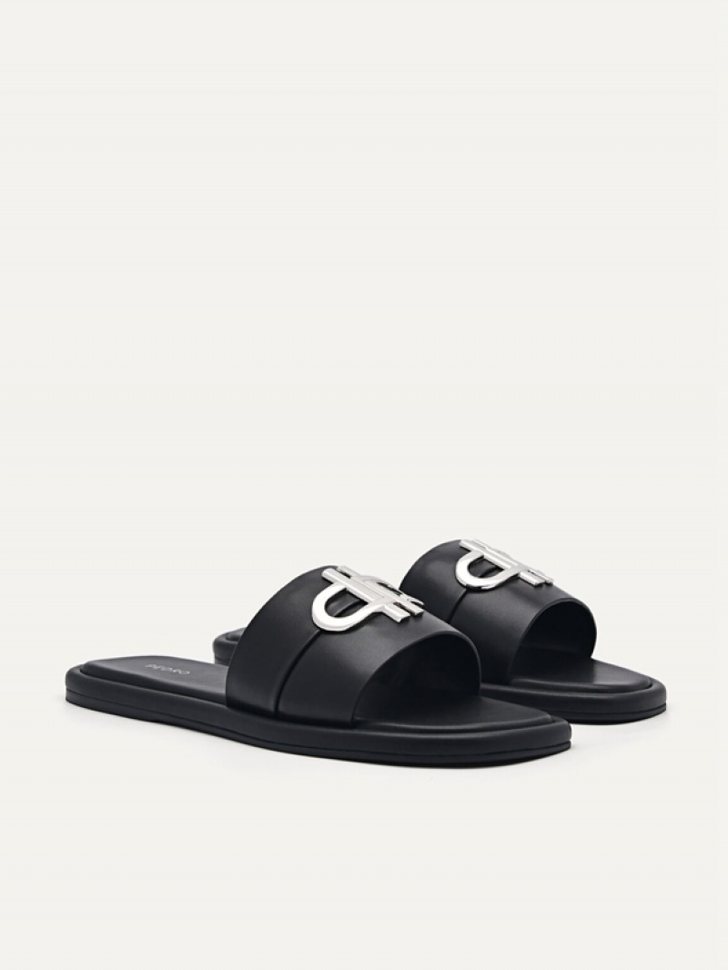 Black Women's Pedro Icon Leather Sandals | LDGONP-274