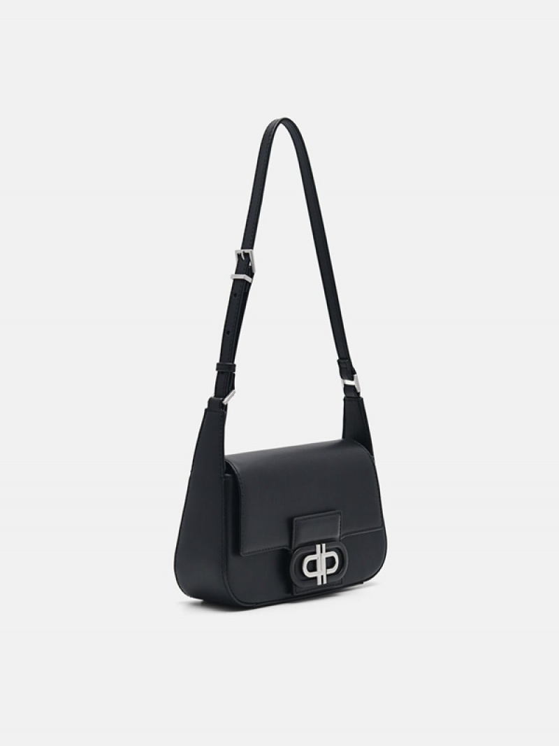 Black Women's Pedro Icon Leather Shoulder Bags | ALZSBF-064