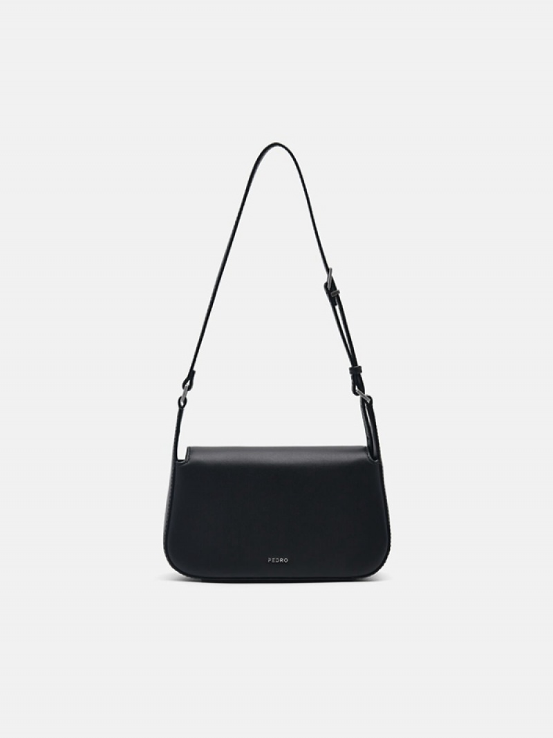 Black Women's Pedro Icon Leather Shoulder Bags | ALZSBF-064