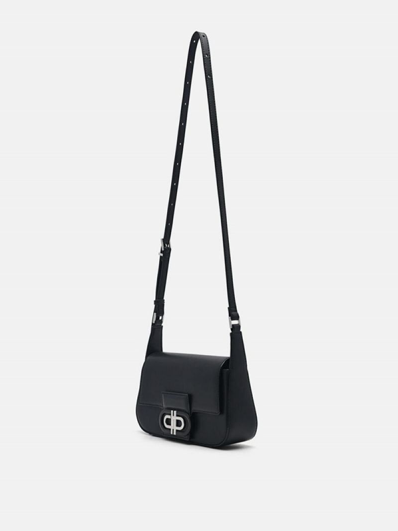 Black Women's Pedro Icon Leather Shoulder Bags | ALZSBF-064