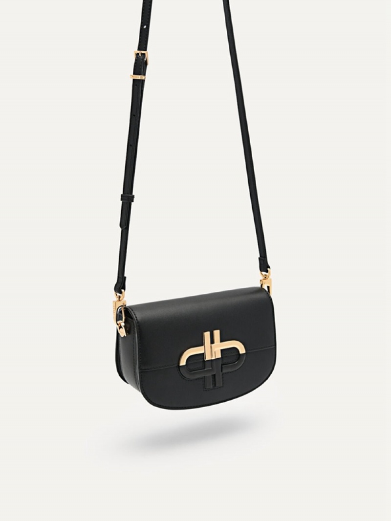 Black Women's Pedro Icon Leather Shoulder Bags | MDLKPE-143