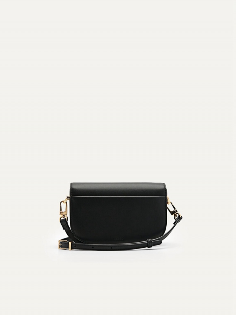 Black Women's Pedro Icon Leather Shoulder Bags | MDLKPE-143