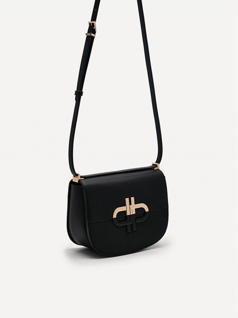 Black Women's Pedro Icon Leather Shoulder Bags | UGPZCM-670