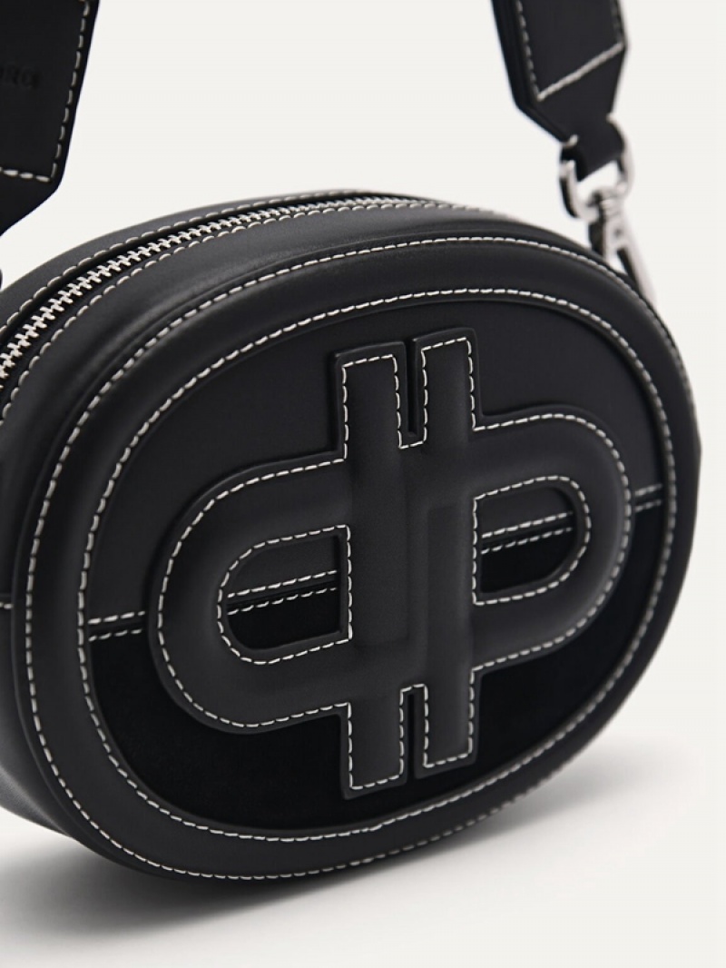 Black Women's Pedro Icon Leather Shoulder Bags | OKZPWV-521