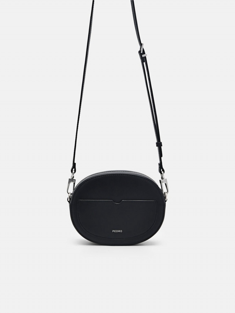 Black Women's Pedro Icon Round Leather Shoulder Bags | XQLAHO-705