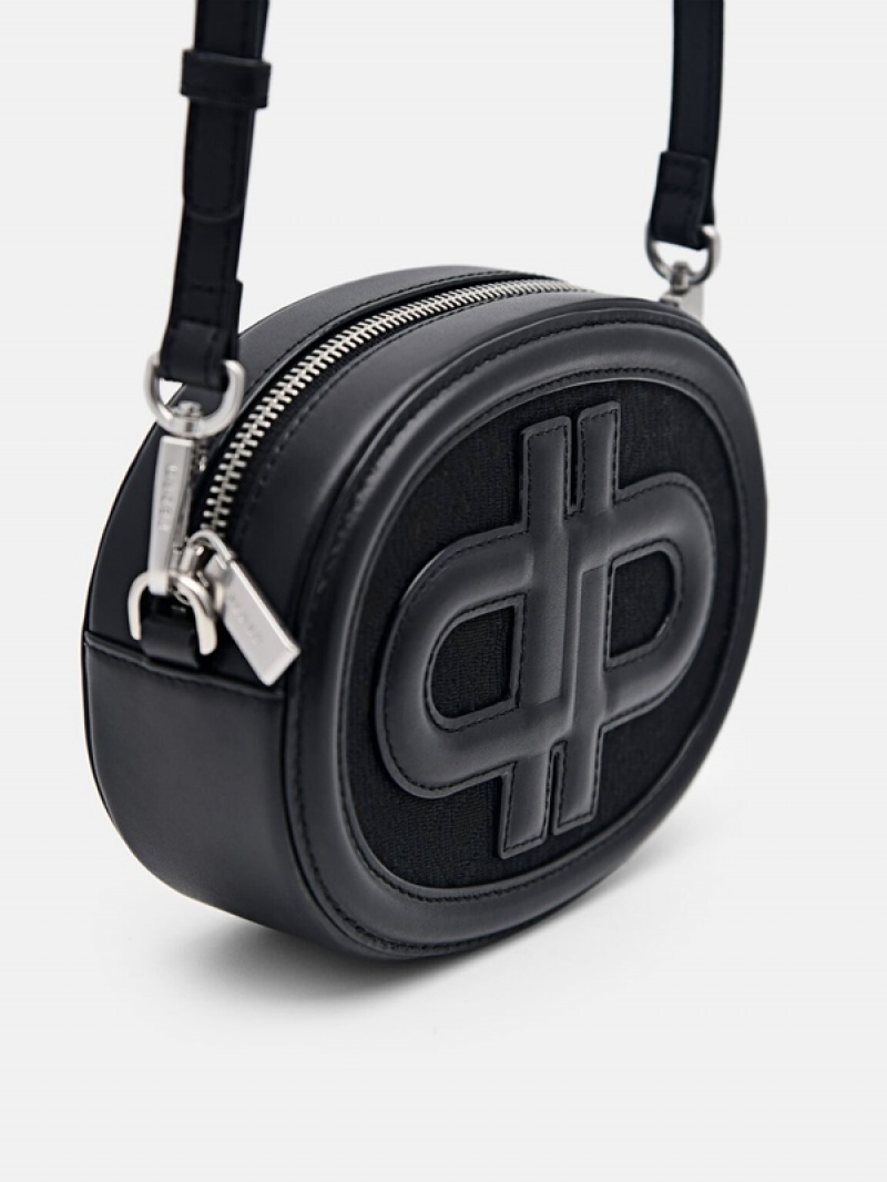 Black Women's Pedro Icon Round Leather Shoulder Bags | XQLAHO-705