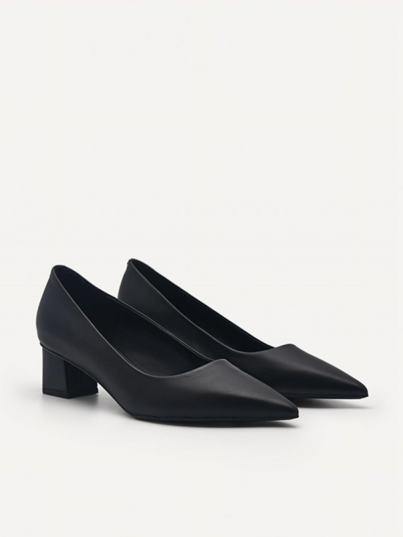 Black Women's Pedro Ines Leather Pumps | URQXDN-503