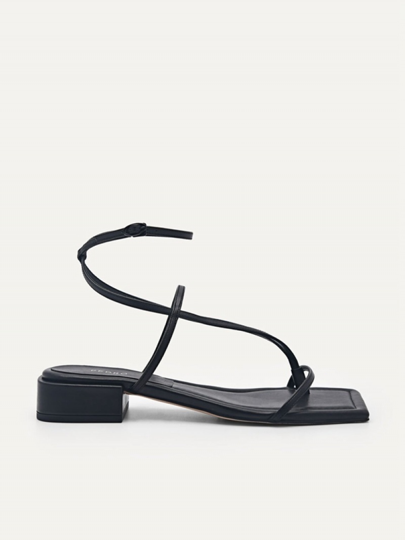 Black Women\'s Pedro Jatte Strappy Sandals | GOBXCA-279