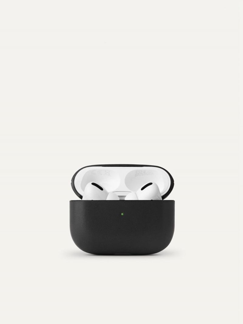 Black Women's Pedro Leather Airpods Pro Cases | GTEBXF-092