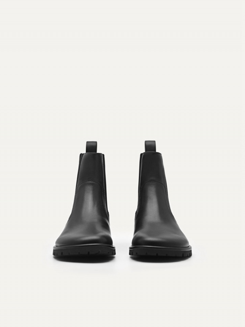 Black Women's Pedro Leather Chelsea Boots | HTFEAZ-765