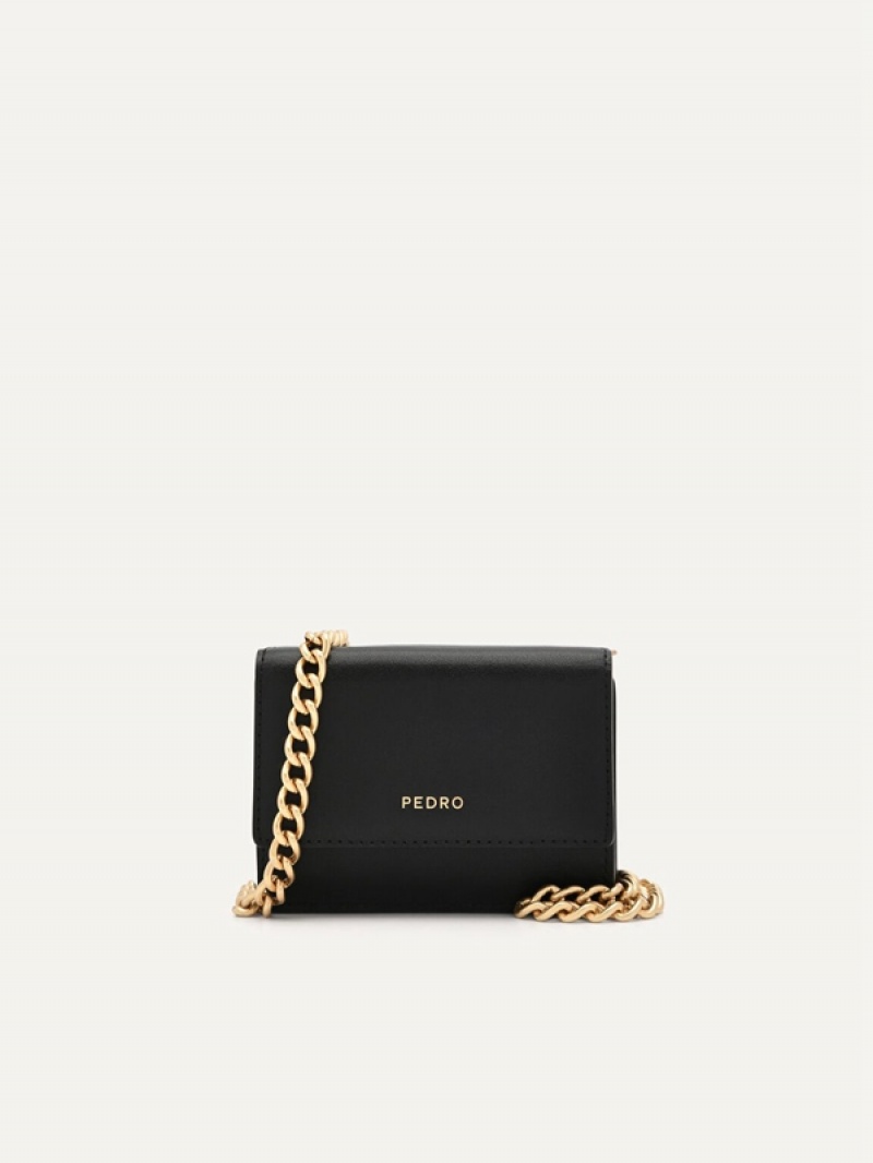 Black Women\'s Pedro Leather Trifold Wallet | AFQKMH-946