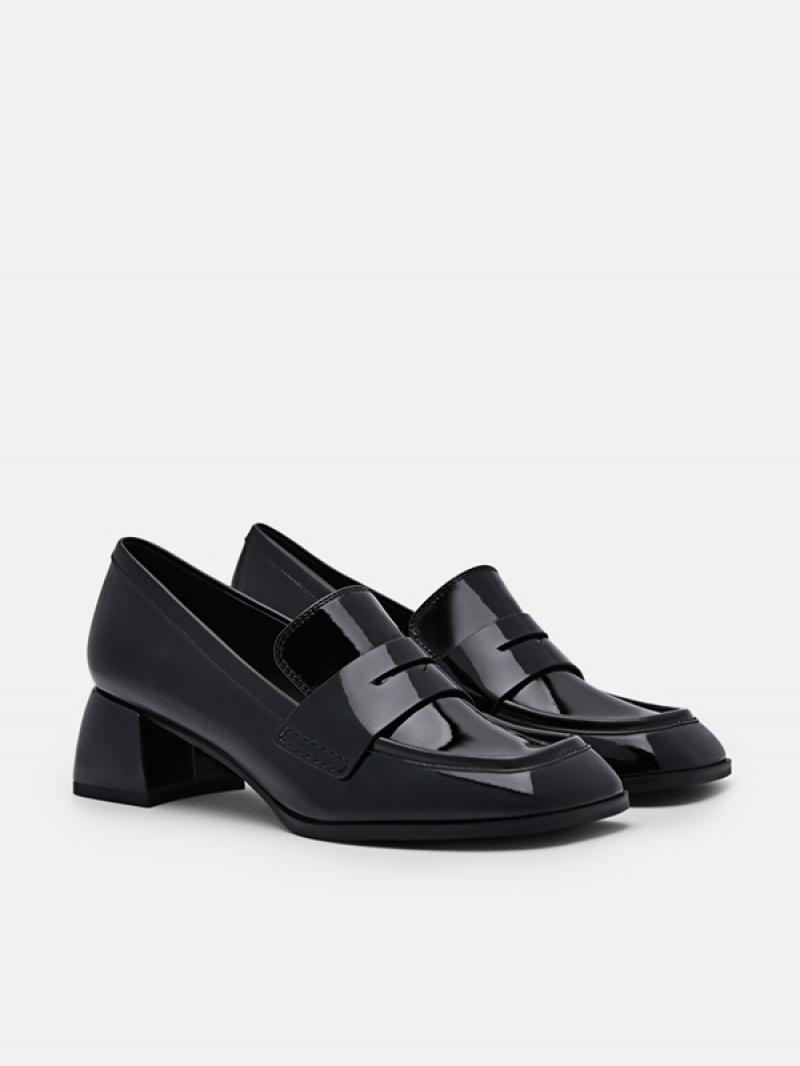 Black Women's Pedro Maggie Leather Heel Heels | MQYXAC-768