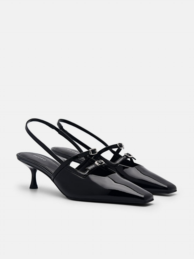 Black Women's Pedro Maggie Leather Pumps | PBXDJL-847