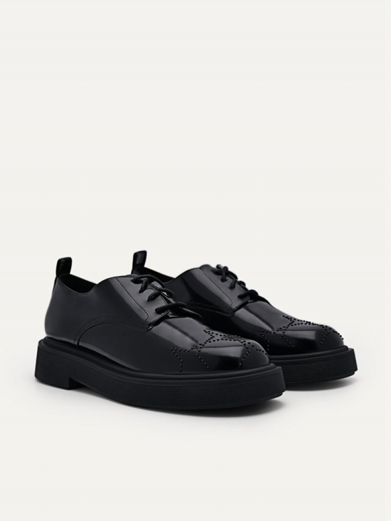 Black Women's Pedro Maisie Leather Derby Shoes | LVTCMZ-175