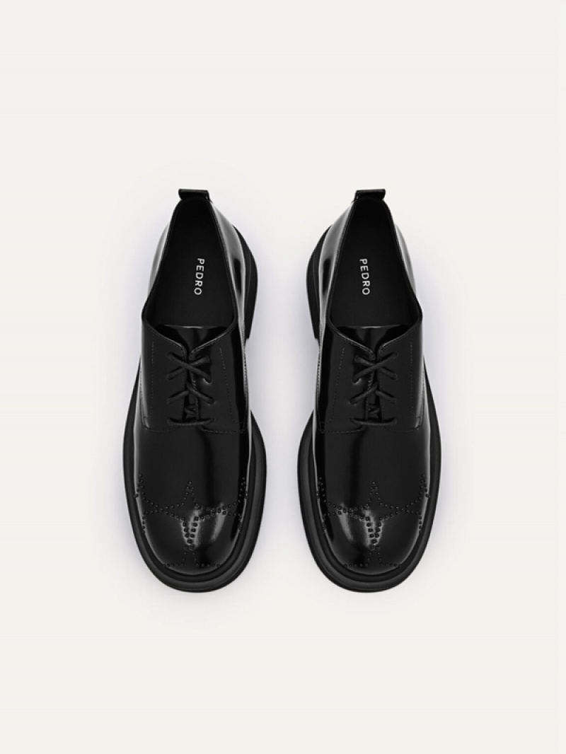 Black Women's Pedro Maisie Leather Derby Shoes | LVTCMZ-175