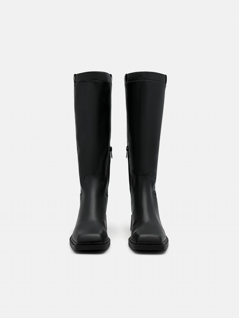 Black Women's Pedro Marion Leather Knee Boots | UDMCXZ-932