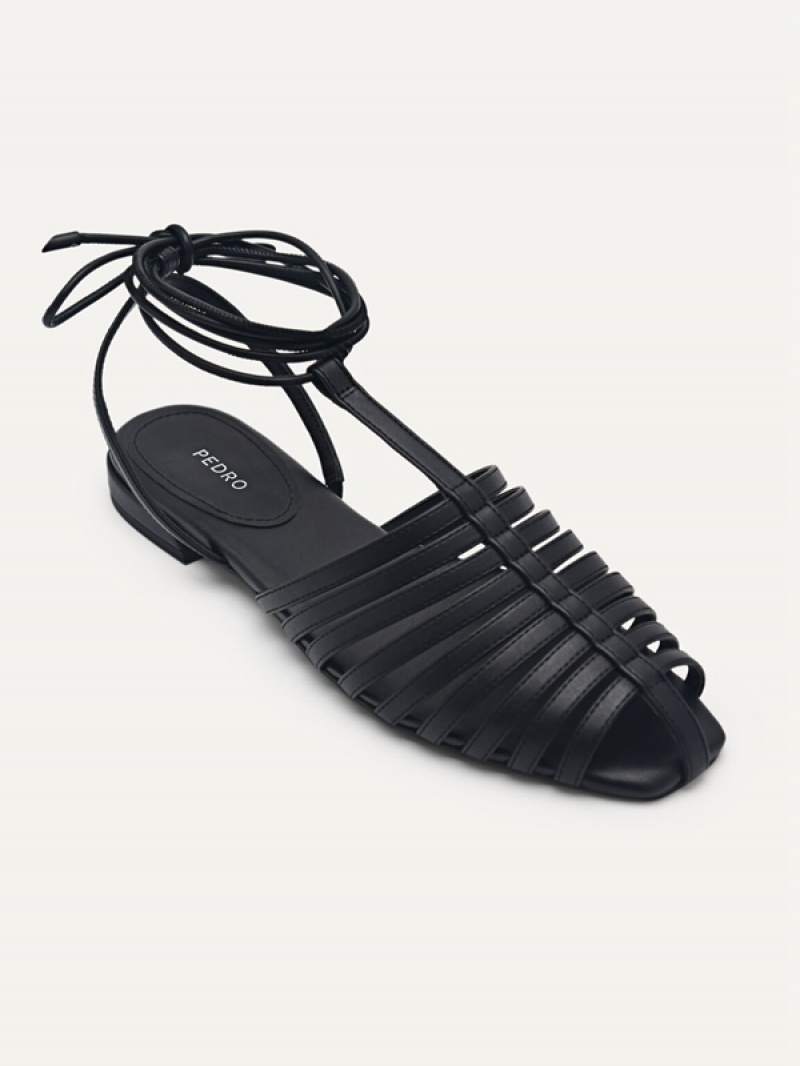 Black Women's Pedro Palma Caged Sandals | GSCBFX-695