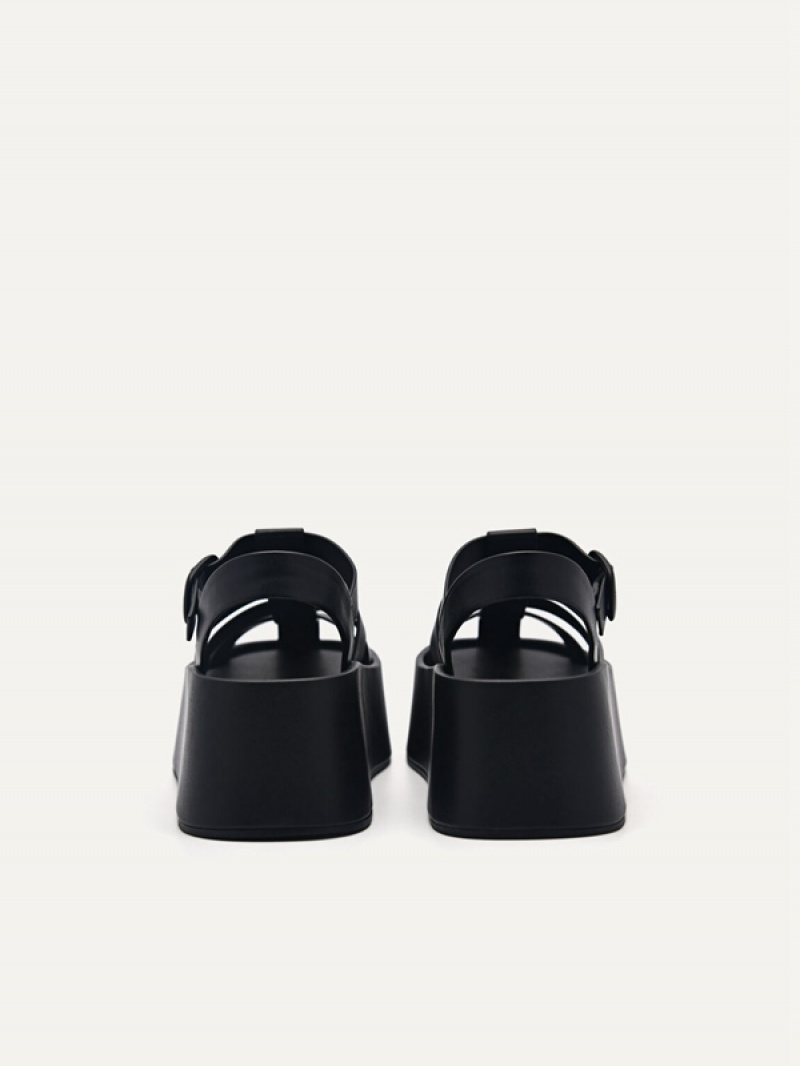 Black Women's Pedro Palma Platform Sandals | HFKQSG-651