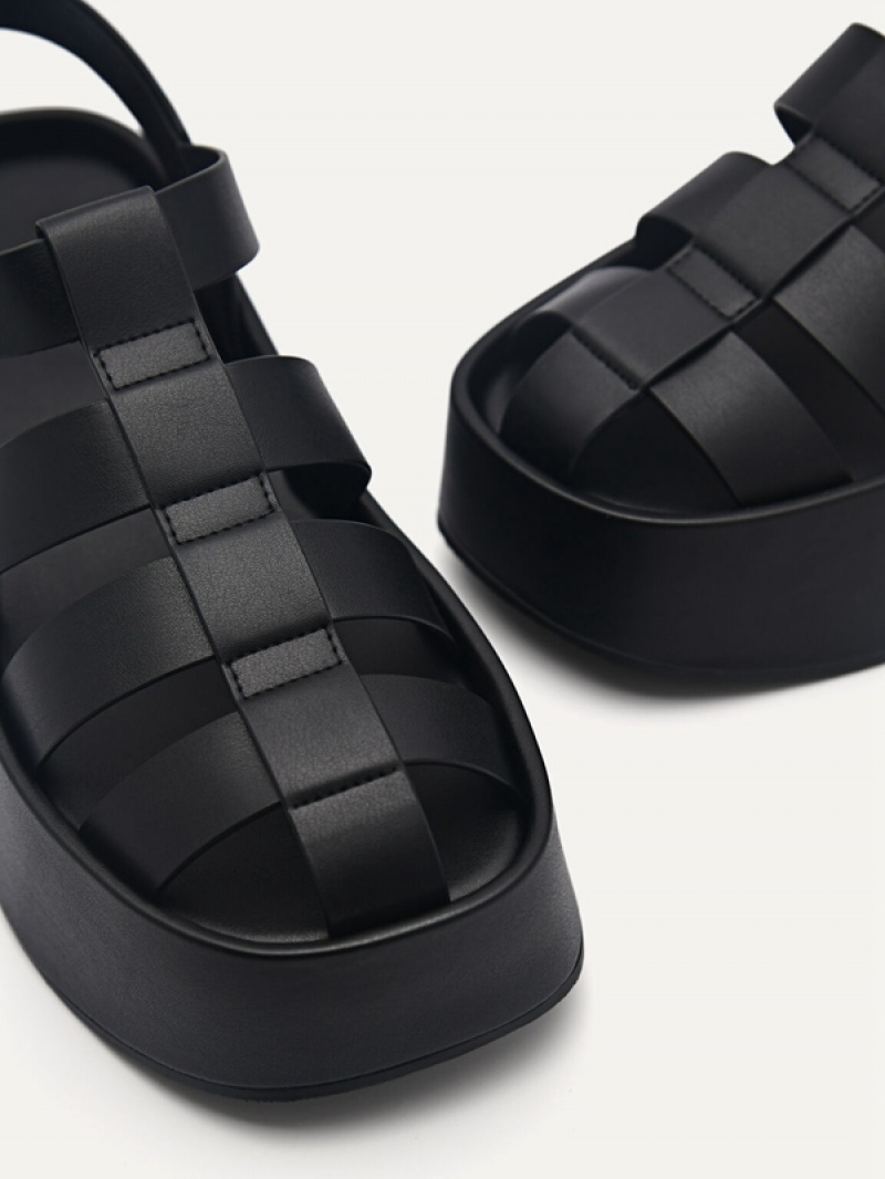 Black Women's Pedro Palma Platform Sandals | HFKQSG-651