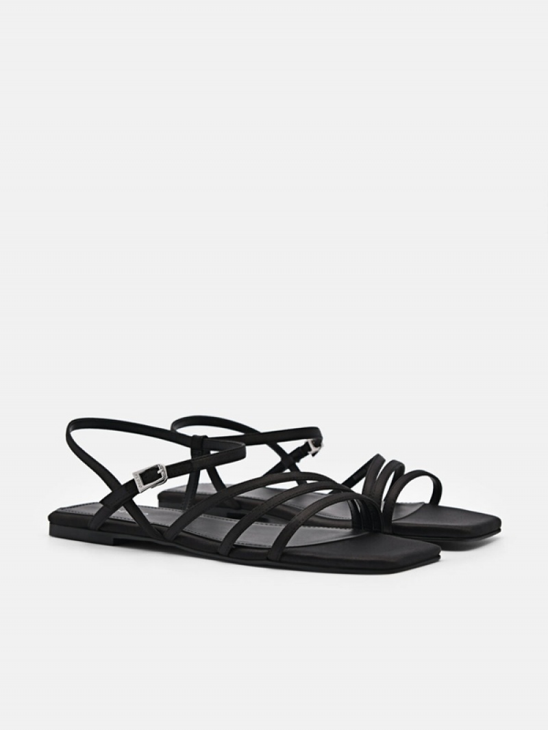 Black Women's Pedro Peggy Ankle Strap Sandals | FEDMCA-156