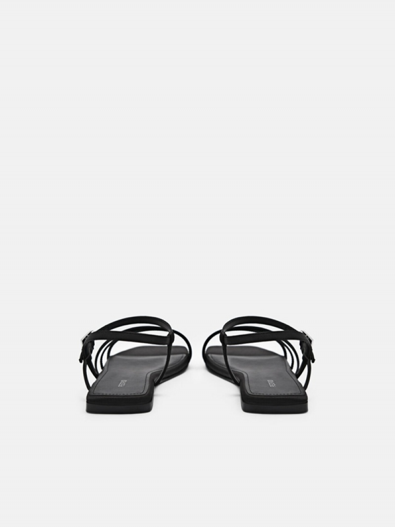 Black Women's Pedro Peggy Ankle Strap Sandals | FEDMCA-156