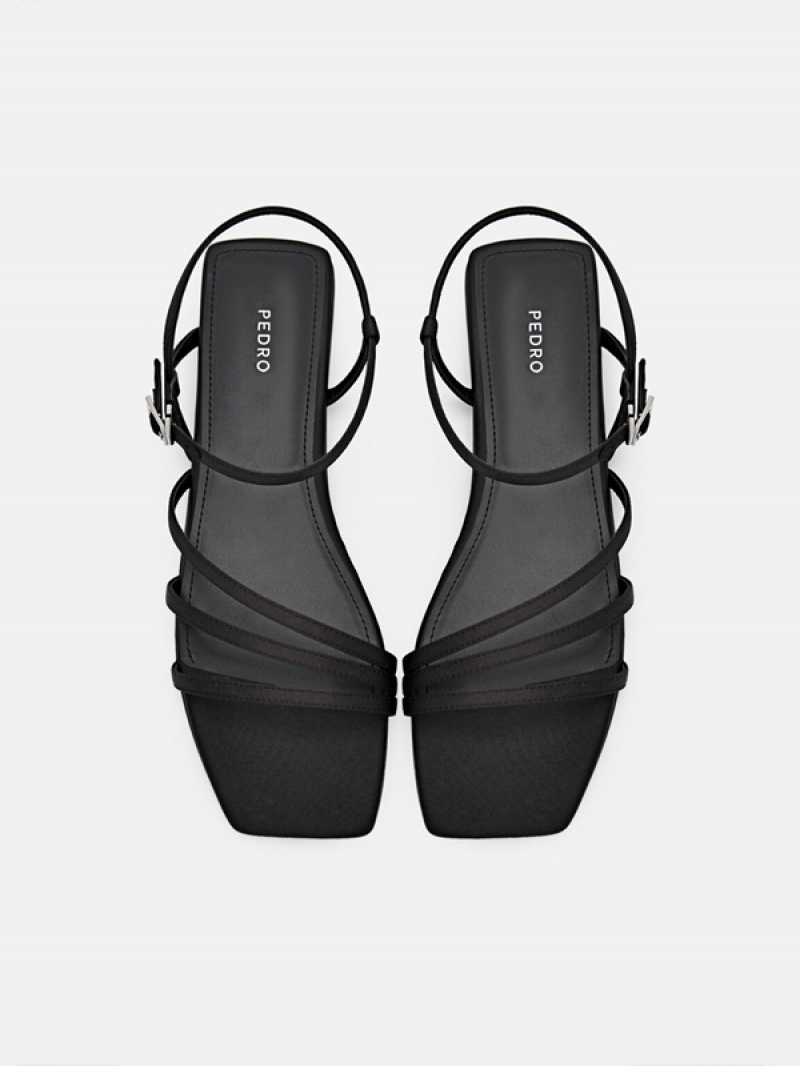 Black Women's Pedro Peggy Ankle Strap Sandals | FEDMCA-156