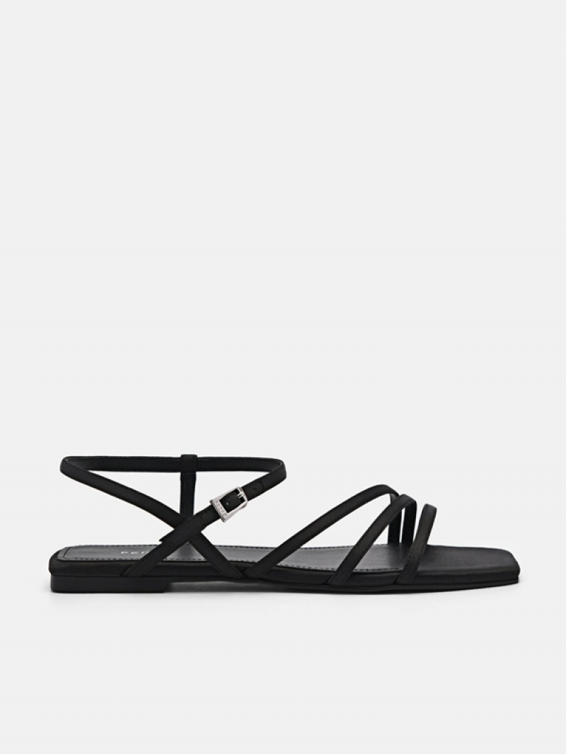 Black Women\'s Pedro Peggy Ankle Strap Sandals | FEDMCA-156