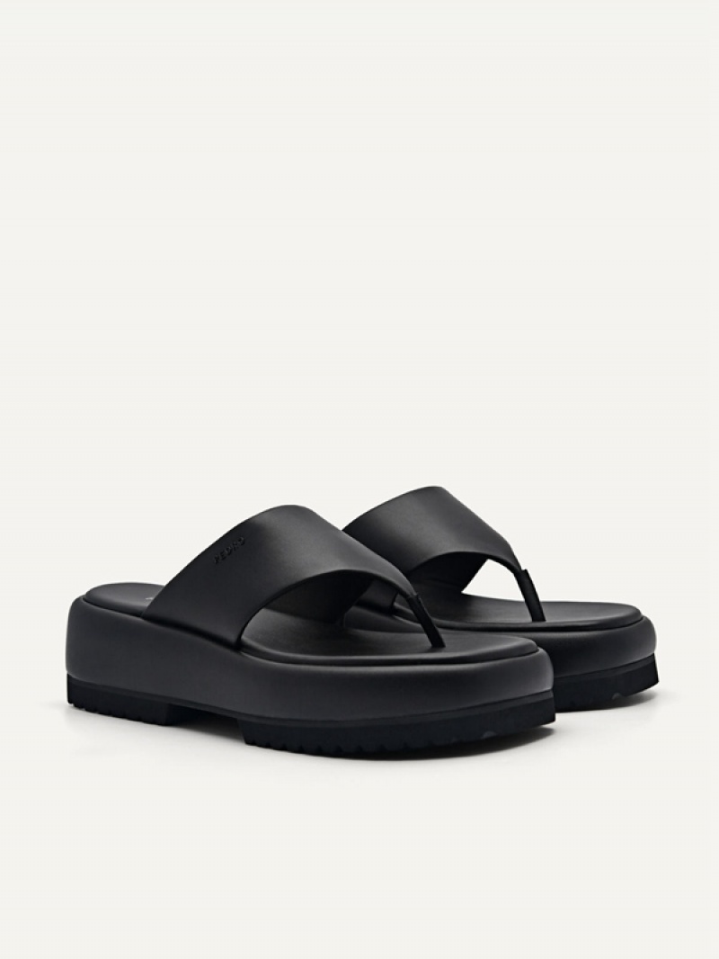 Black Women's Pedro Platform Sandals | NEPVLF-714