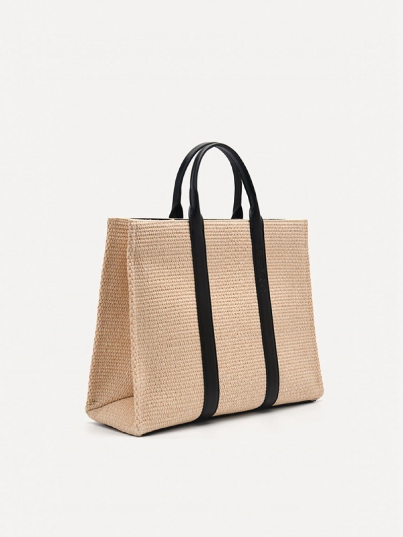 Black Women's Pedro Raffia Tote Bag | ZADRKB-730