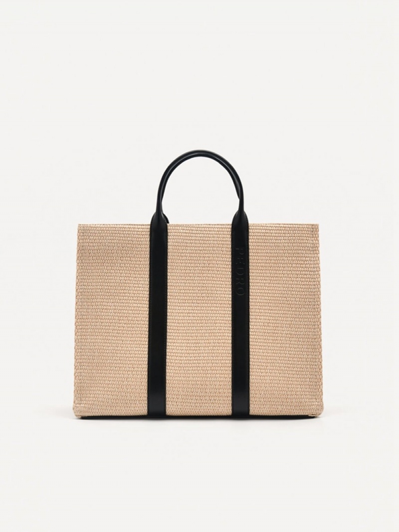 Black Women's Pedro Raffia Tote Bag | ZADRKB-730