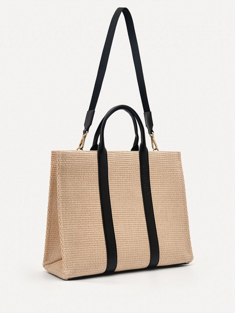 Black Women's Pedro Raffia Tote Bag | ZADRKB-730