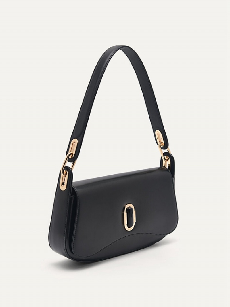 Black Women's Pedro Rift Leather Shoulder Bags | WJZIXY-509