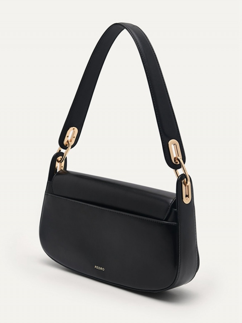 Black Women's Pedro Rift Leather Shoulder Bags | WJZIXY-509