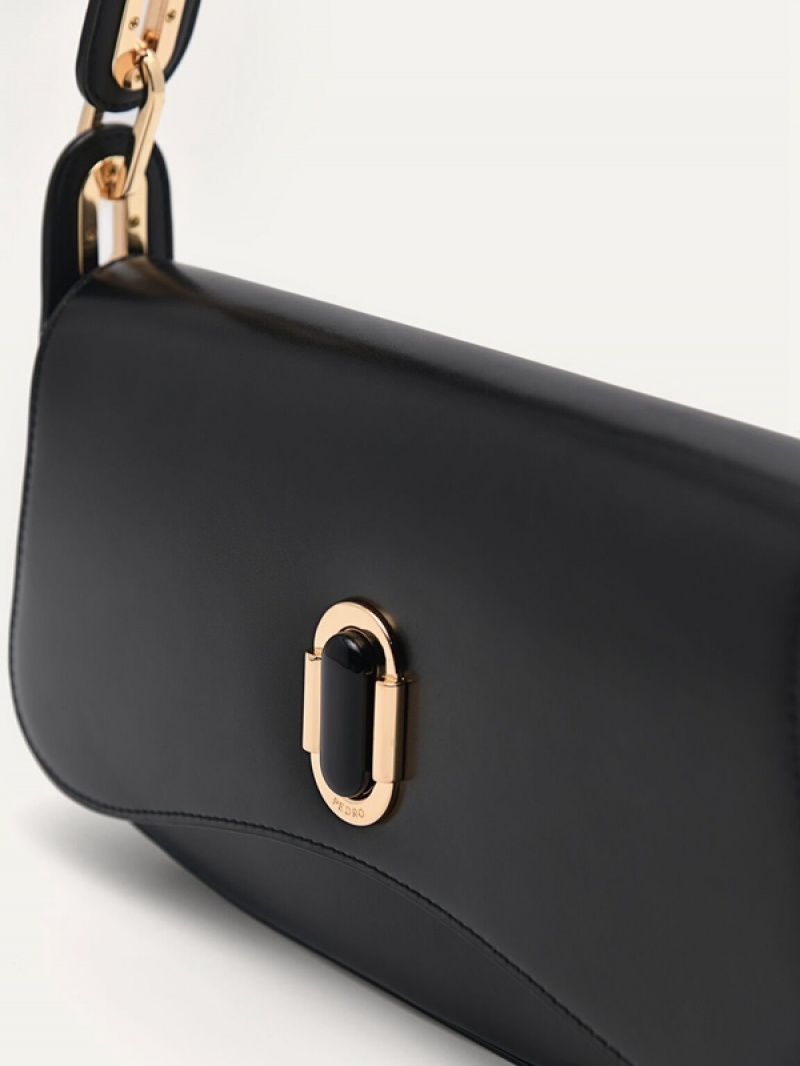 Black Women's Pedro Rift Leather Shoulder Bags | WJZIXY-509