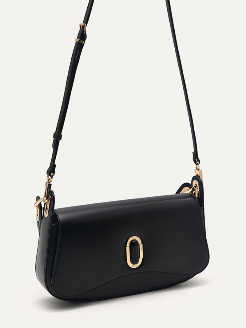 Black Women's Pedro Rift Leather Shoulder Bags | WJZIXY-509