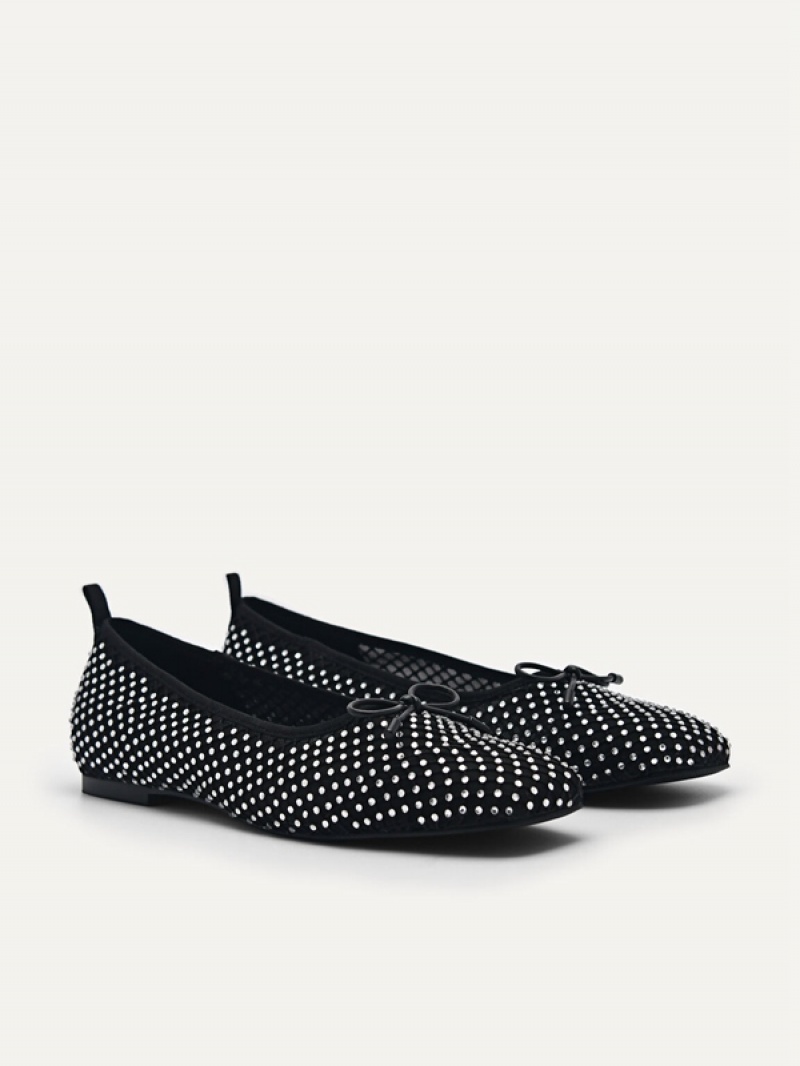 Black Women's Pedro Rina Mesh Ballerina Flats | BRDCQO-481