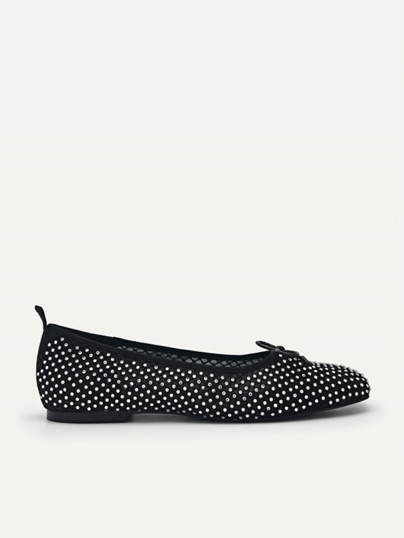 Black Women\'s Pedro Rina Mesh Ballerina Flats | BRDCQO-481