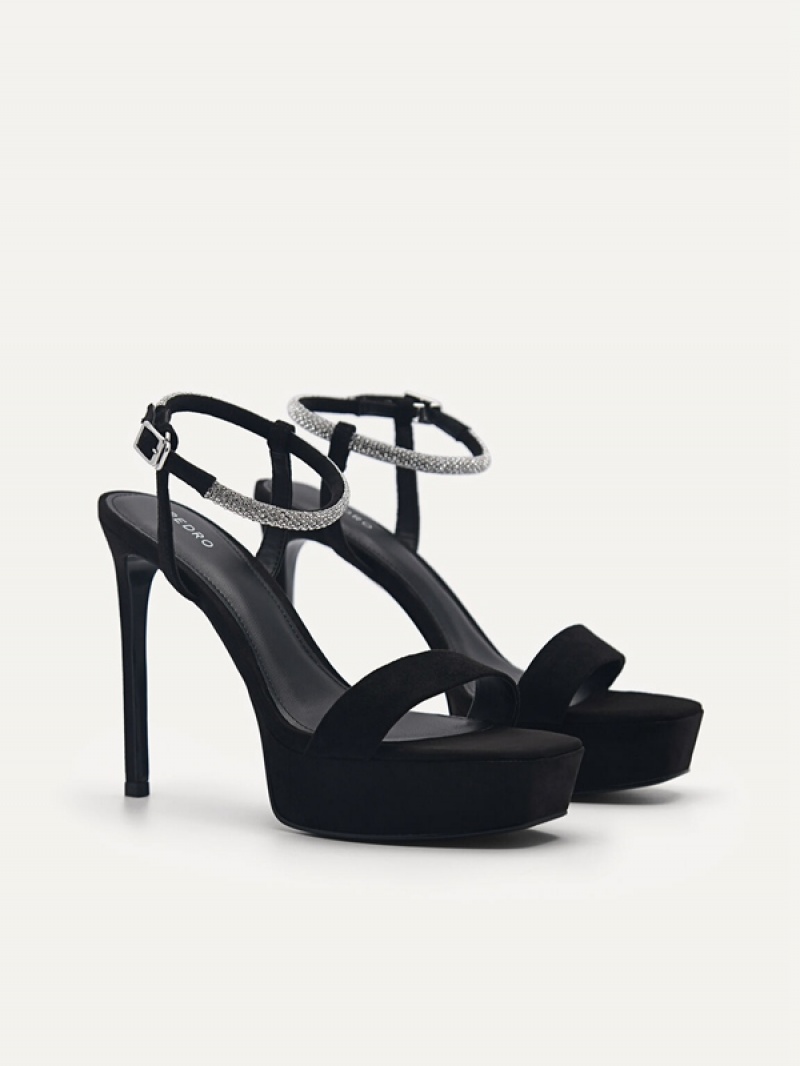 Black Women's Pedro Rina Platform Heels Sandals | MYZTLU-487