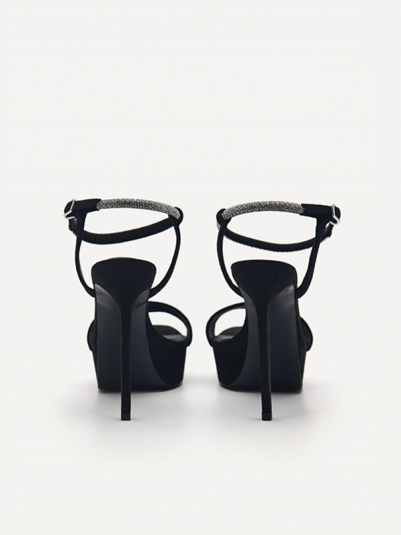 Black Women's Pedro Rina Platform Heels Sandals | MYZTLU-487