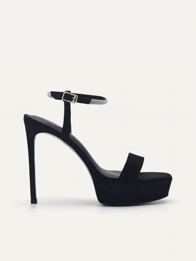 Black Women\'s Pedro Rina Platform Heels Sandals | MYZTLU-487