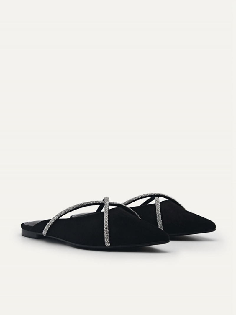 Black Women's Pedro Rina Strappy Mules | NDOIHA-510