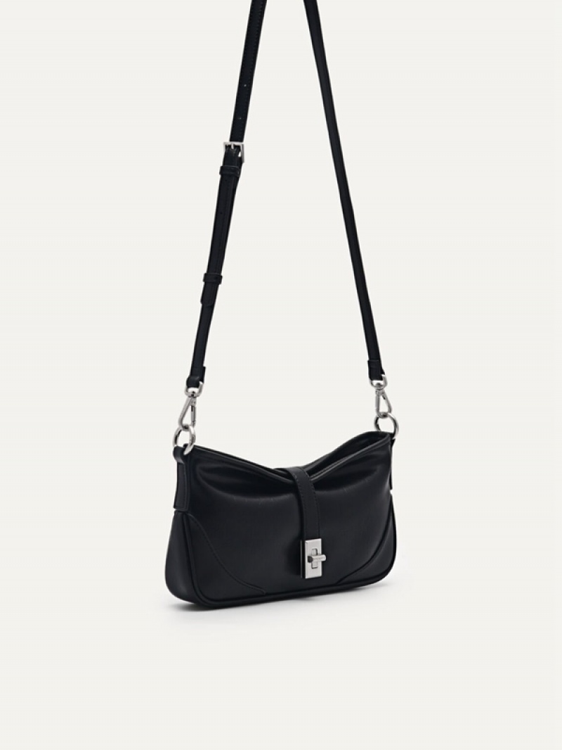 Black Women's Pedro Ruched Shoulder Bags | QGFDCY-134