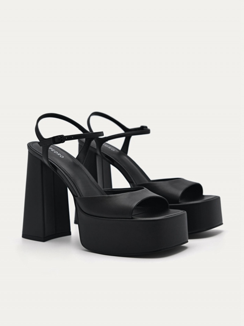 Black Women's Pedro Selma Platform Heels Sandals | LRXHZO-637